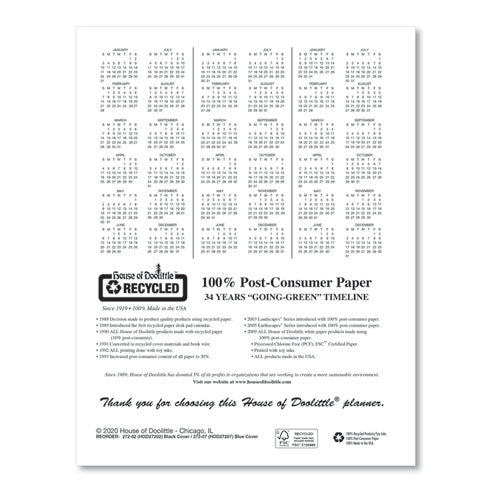 Recycled Professional Weekly Planner, 15-min Appointments, 11 X 8.5, Blue, 2021
