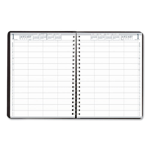Eight-person Group Practice Daily Appointment Book, 11 X 8.5, Black, 2021