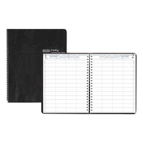 Four-person Group Practice Daily Appointment Book, 11 X 8.5, Black, 2021