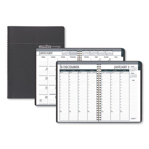Recycled Wirebound Weekly-monthly Planner, 11 X 8.5, Black Leatherette, 2021