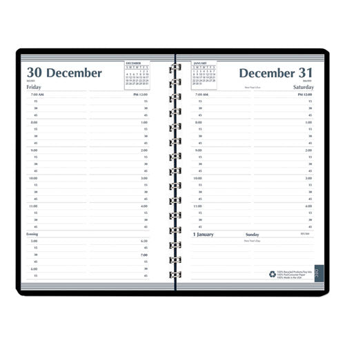 Daily Appointment Book, 15-minute Appointments, 8 X 5, Black, 2021
