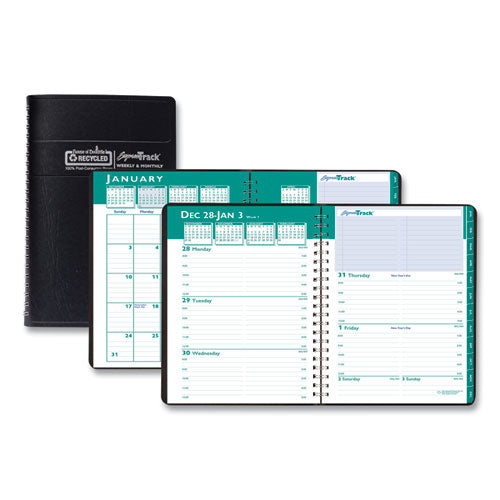 Recycled Express Track Weekly-monthly Appointment Book, 8 X 5, Black, 2021-2022