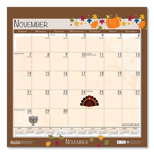 100% Recycled Seasonal Wall Calendar, 12 X 12, 2021