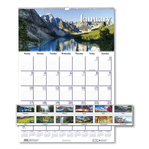 Recycled Scenic Beauty Monthly Wall Calendar, 12 X 16.5, 2021