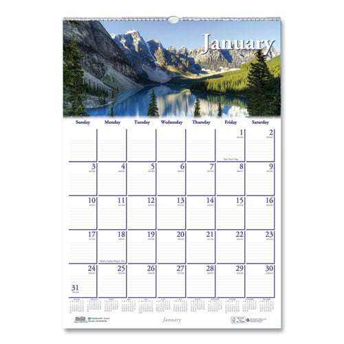 Recycled Scenic Beauty Monthly Wall Calendar, 12 X 16.5, 2021