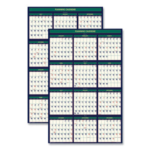 Recycled Four Seasons Reversible Business-academic Calendar, 24 X 37, 2020-2021