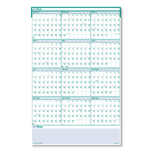 Recycled Express Track Reversible-erasable Yearly Wall Calendar, 24 X 37, 2021