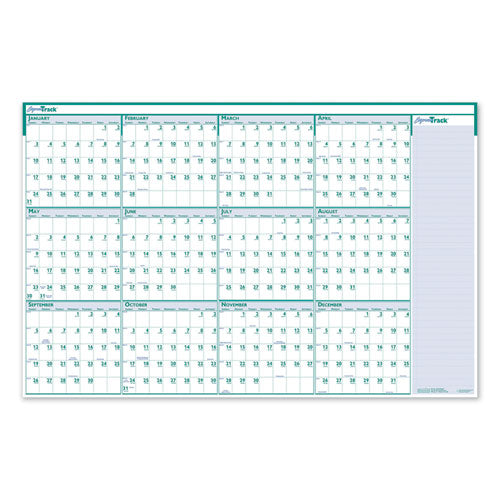 Recycled Express Track Reversible-erasable Yearly Wall Calendar, 24 X 37, 2021