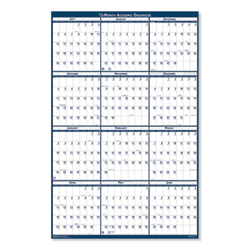 Recycled Poster Style Reversible Academic Yearly Calendar, 24 X 37, 2020-2021