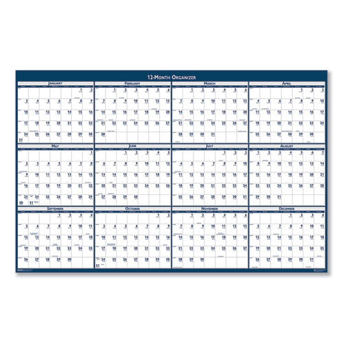 Recycled Poster Style Reversible-erasable Yearly Wall Calendar, 18 X 24, 2021