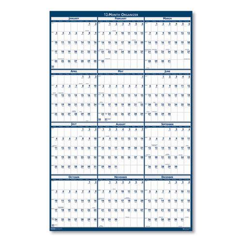Recycled Poster Style Reversible-erasable Yearly Wall Calendar, 32 X 48, 2021