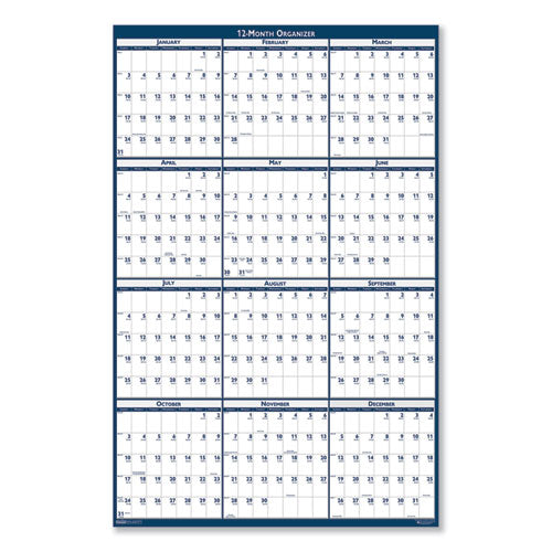 Recycled Laminated Write-on-wipe-off Jumbo Yearly Wall Calendar, 66 X 33, 2021