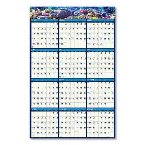 Recycled Earthscapes Sea Life Scenes Reversible Wall Calendar, 24 X 37, 2021