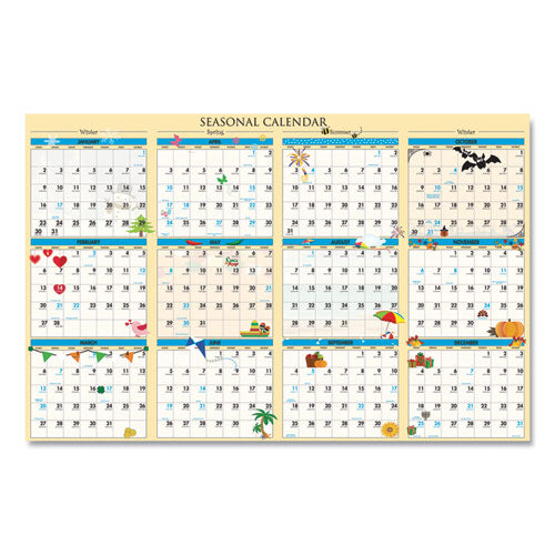 100% Recycled Seasonal Laminated Wall Calendar, 24 X 37, 2022