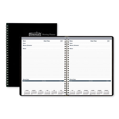 Recycled Meeting Note Planner, 11 X 8.5, Black-blue, 2021