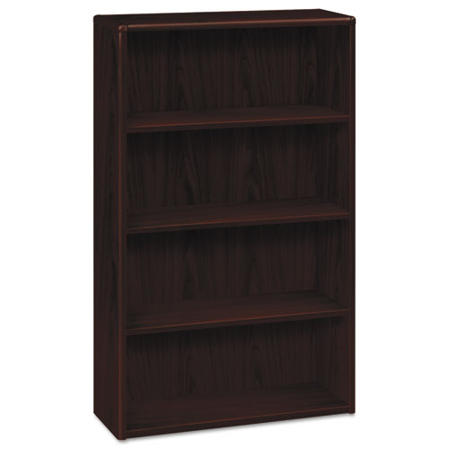 10700 Series Wood Bookcase, Four Shelf, 36w X 13 1-8d X 57 1-8h, Mahogany