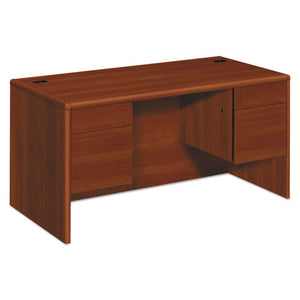 10700 Series Desk, 3-4 Height Double Pedestals, 60w X 30d X 29.5h, Cognac