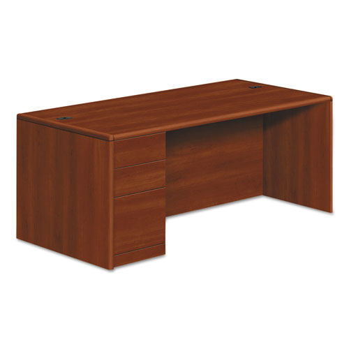 10700 Series Single Pedestal Desk, Full Left Pedestal, 72w X 36d X 29.5h, Cognac