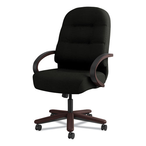 Pillow-soft 2190 Series Executive High-back Chair, Supports Up To 300 Lbs., Black Seat-black Back, Mahogany Base