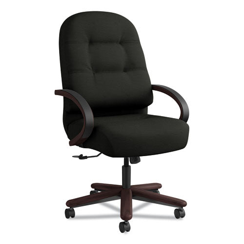 Pillow-soft 2190 Series Executive High-back Chair, Supports Up To 300 Lbs., Black Seat-black Back, Mahogany Base