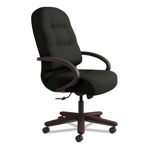 Pillow-soft 2190 Series Executive High-back Chair, Supports Up To 300 Lbs., Black Seat-black Back, Mahogany Base