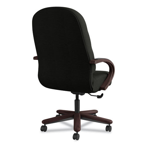 Pillow-soft 2190 Series Executive High-back Chair, Supports Up To 300 Lbs., Black Seat-black Back, Mahogany Base