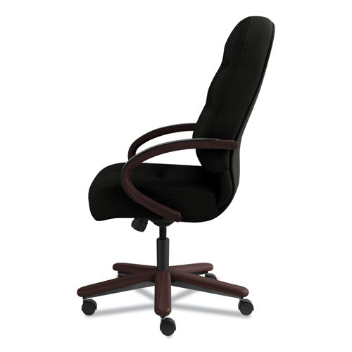 Pillow-soft 2190 Series Executive High-back Chair, Supports Up To 300 Lbs., Black Seat-black Back, Mahogany Base