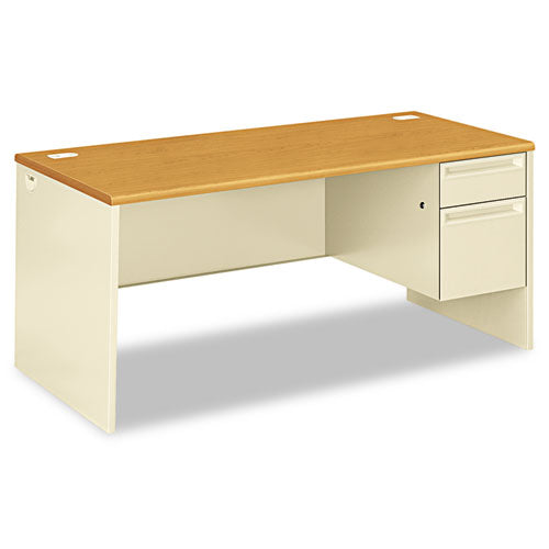 38000 Series Left Pedestal Desk, 66w X 30d X 29.5h, Harvest-putty