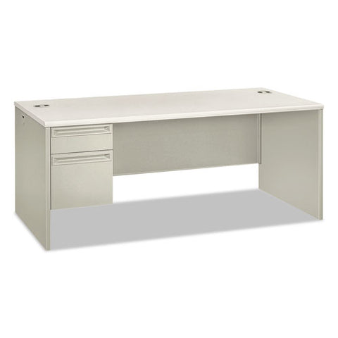 38000 Series Single Pedestal Desk, Left, 72w X 36d X 30h, Silver Mesh-light Gray