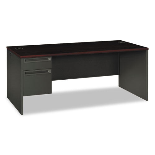 38000 Series Left Pedestal Desk, 72w X 36d X 29.5h, Mahogany-charcoal