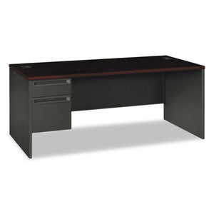 38000 Series Left Pedestal Desk, 72w X 36d X 29.5h, Mahogany-charcoal