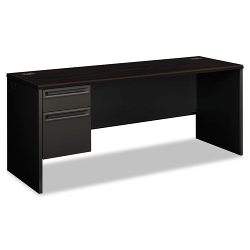 38000 Series Left Pedestal Credenza, 72w X 24d X 29.5h, Mahogany-charcoal
