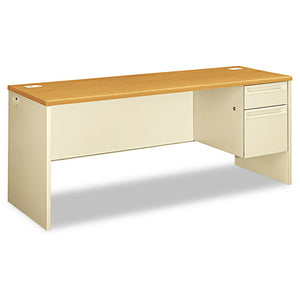 38000 Series Right Pedestal Credenza, 72w X 24d X 29.5h, Harvest-putty