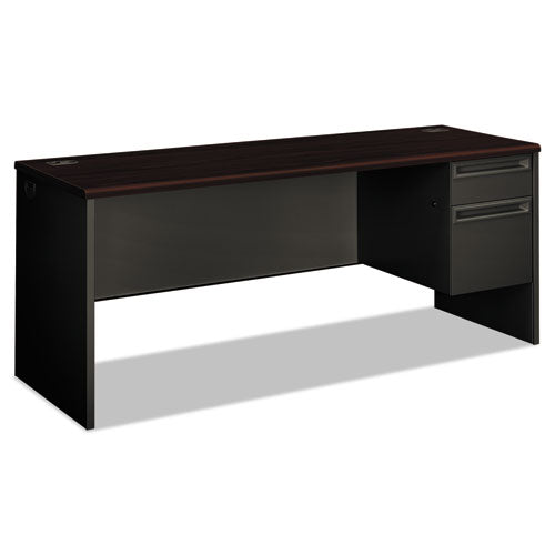 38000 Series Right Pedestal Credenza, 72w X 24d X 29.5h, Mahogany-charcoal