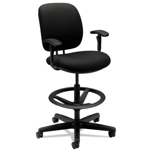 Comfortask Task Stool With Adjustable Footring, 32" Seat Height, Supports Up To 300 Lbs, Black Seat-back, Black Base
