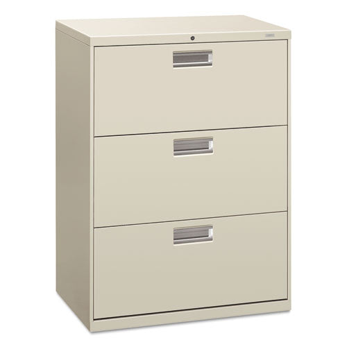 600 Series Three-drawer Lateral File, 30w X 18d X 39.13h, Light Gray