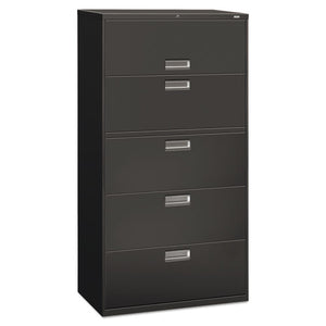 600 Series Five-drawer Lateral File, 36w X 18d X 64.25h, Charcoal