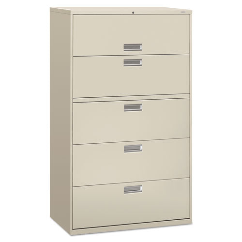 600 Series Five-drawer Lateral File, 42w X 18d X 64.25h, Light Gray