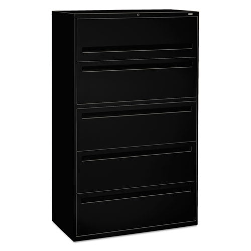 700 Series Five-drawer Lateral File With Roll-out Shelves, 42w X 18d X 64.25h, Black