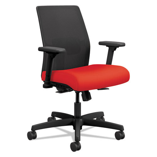 Ignition 2.0 4-way Stretch Low-back Mesh Task Chair, Supports Up To 300 Lbs., Ruby Seat, Black Back-base