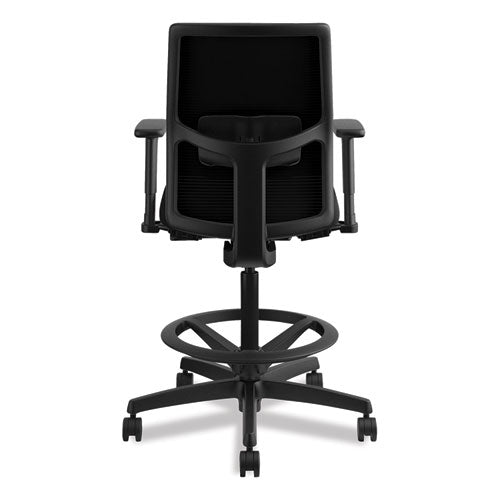 Ignition 2.0 Ilira-stretch Mesh Back Task Stool, 32" Seat Height, Up To 300 Lbs., Black Seat-black Back, Black Base