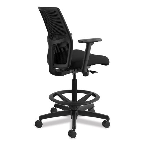 Ignition 2.0 Ilira-stretch Mesh Back Task Stool, 32" Seat Height, Up To 300 Lbs., Black Seat-black Back, Black Base