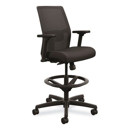 Ignition 2.0 Ilira-stretch Mesh Back Task Stool, 32" Seat Height, Up To 300 Lbs., Black Seat-black Back, Black Base