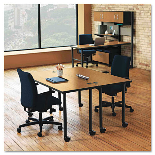 Huddle Series Post Leg Base With Casters, 1-3-4w X 1-3-4d X 28-3-8h, Black