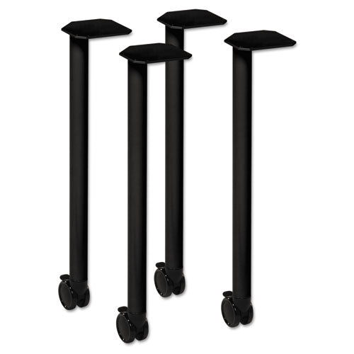 Huddle Series Post Leg Base With Casters, 1-3-4w X 1-3-4d X 28-3-8h, Black