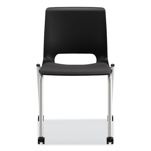Motivate Four-leg Stacking Chair, Onyx Seat-black Back, Platinum Base, 2-carton