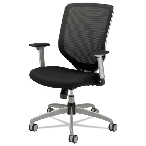 Boda Series Mesh-padded Mesh High-back Work Chair, Supports Up To 250 Lbs., Black Seat-black Back, Titanium Base