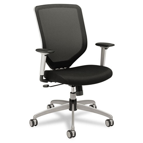 Boda Series Mesh-padded Mesh High-back Work Chair, Supports Up To 250 Lbs., Black Seat-black Back, Titanium Base