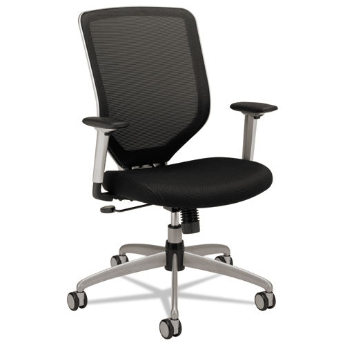 Boda Series Mesh-padded Mesh High-back Work Chair, Supports Up To 250 Lbs., Black Seat-black Back, Titanium Base