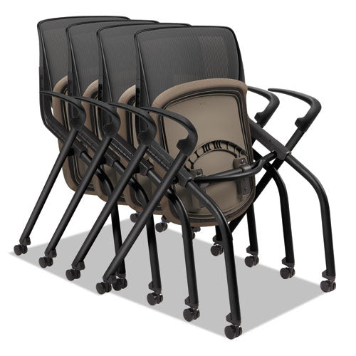Motivate Nesting-stacking Flex-back Chair, Morel Seat-black Back, Black Base
